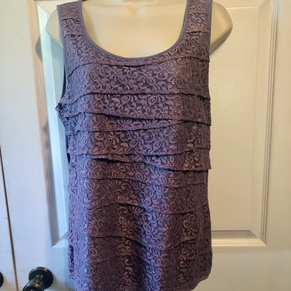 Chico's Lavender Lace Tiered Scoop Tank
